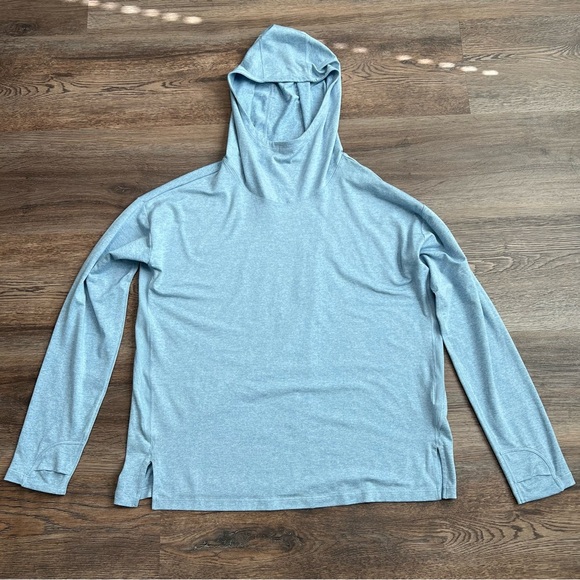 Athleta Tops - ❄️ Athleta Uptempo Hoodie Heron Blue Heather Large Lightweight Athletic Pullover